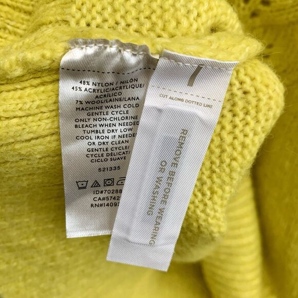 LOFT Petites Yellow Dusty Lemon Pointelle Long Sleeve Sweater XSP NWT - Picture 6 of 7